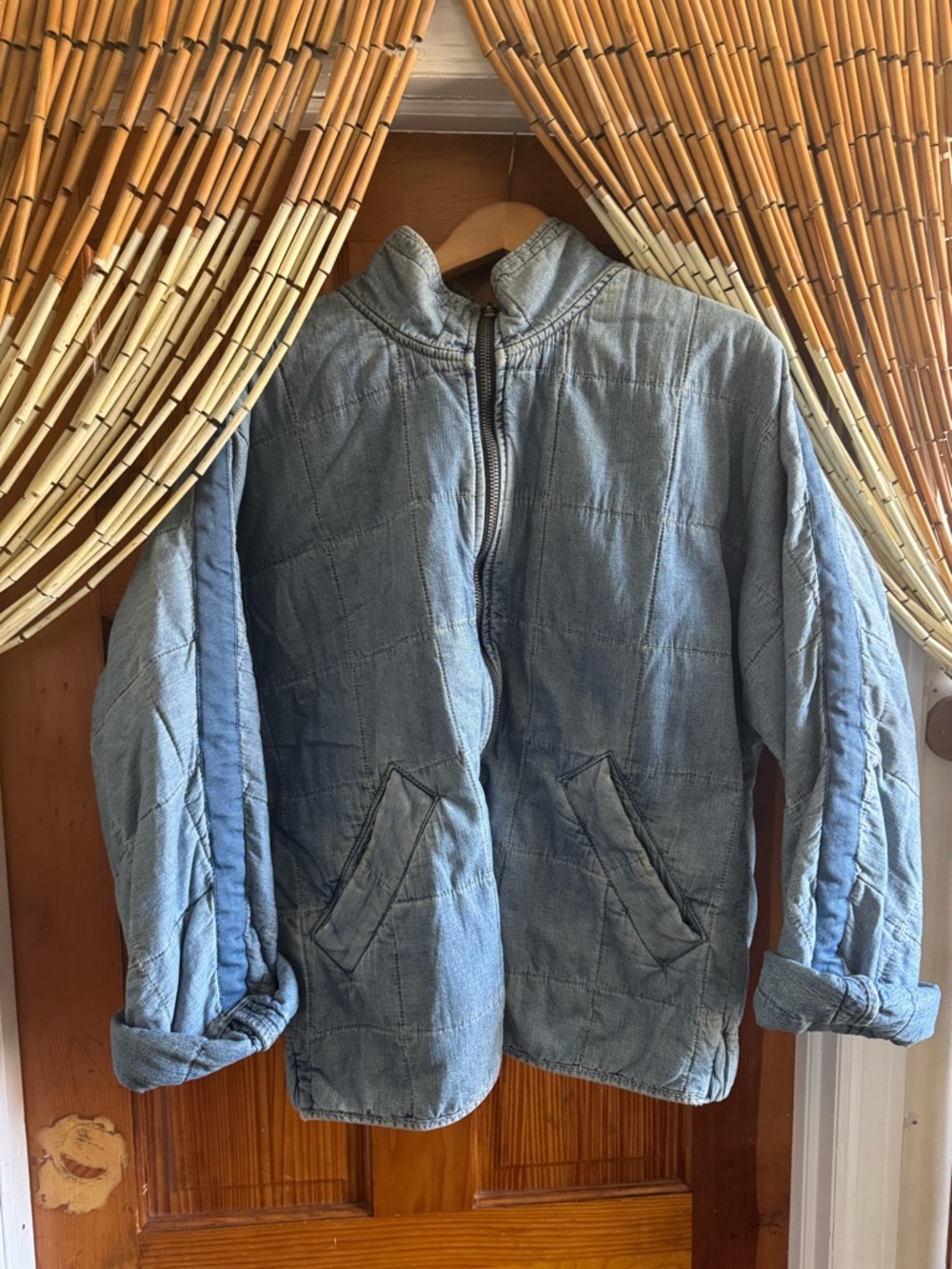 Free People Dolman Quilted Jean Jacket - Light Blue - Medium